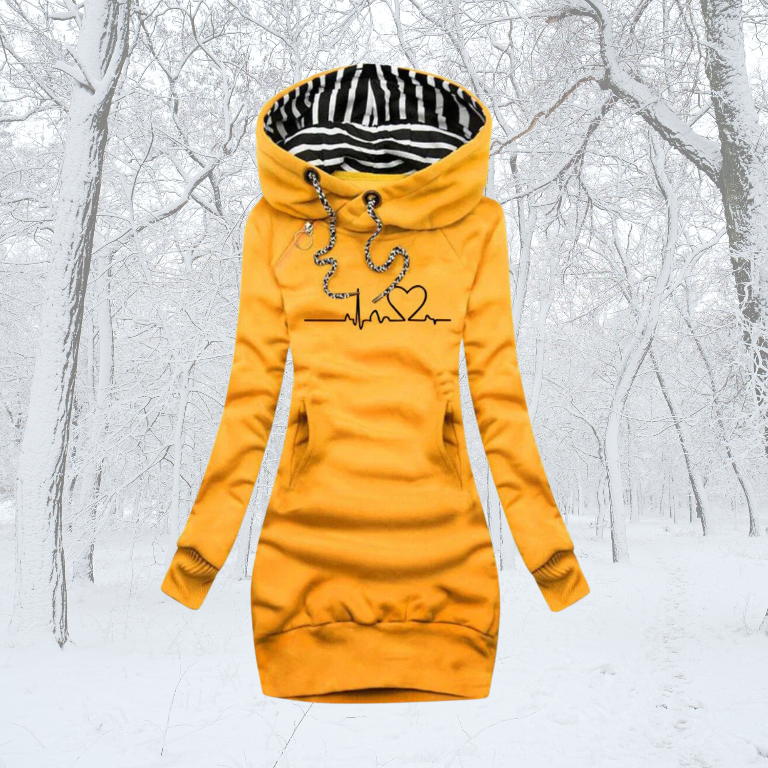 Cécile | Kleid-Pulli mit Herzschlag-Print