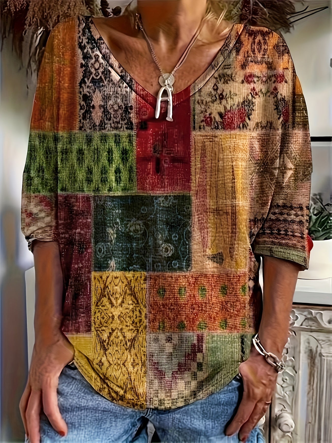 Damen Plus-Size Print Tops – Elegante Muster in L–XXXL