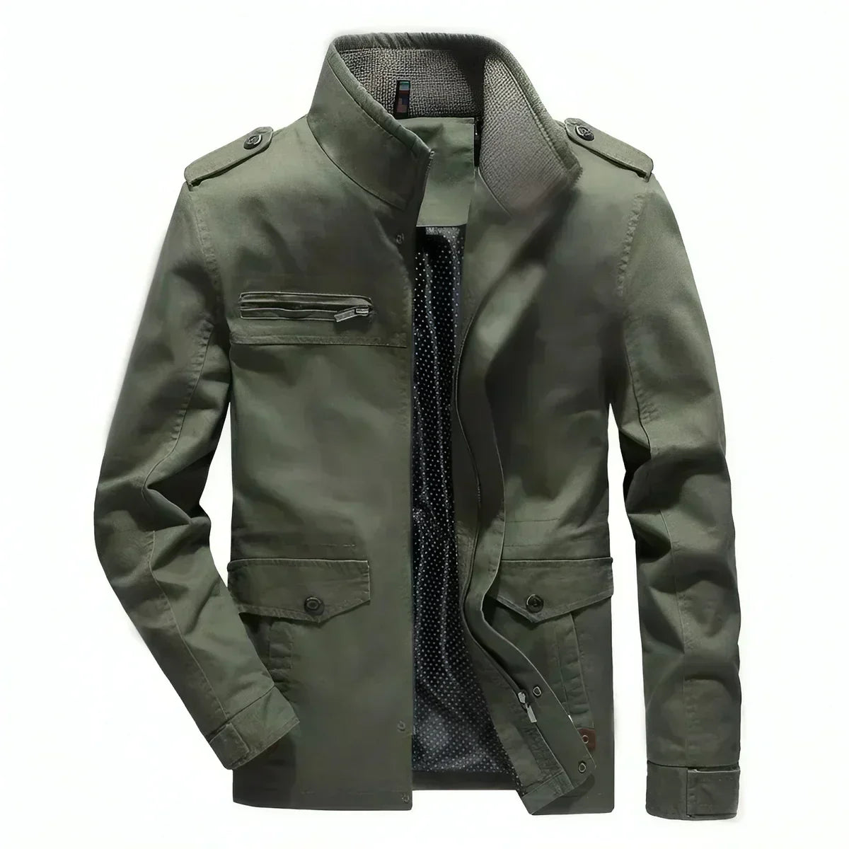 Ken - Herrenjacke mit Stehkragen im Militärstil