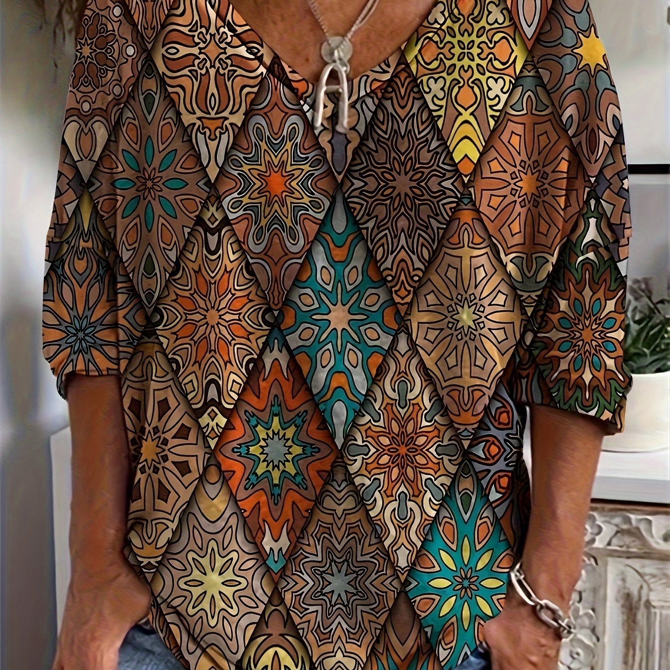 Damen Plus-Size Print Tops – Elegante Muster in L–XXXL