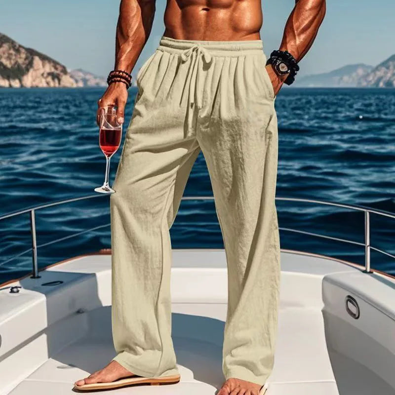 David – Elegante Leinenhose im Hawaii-Stil