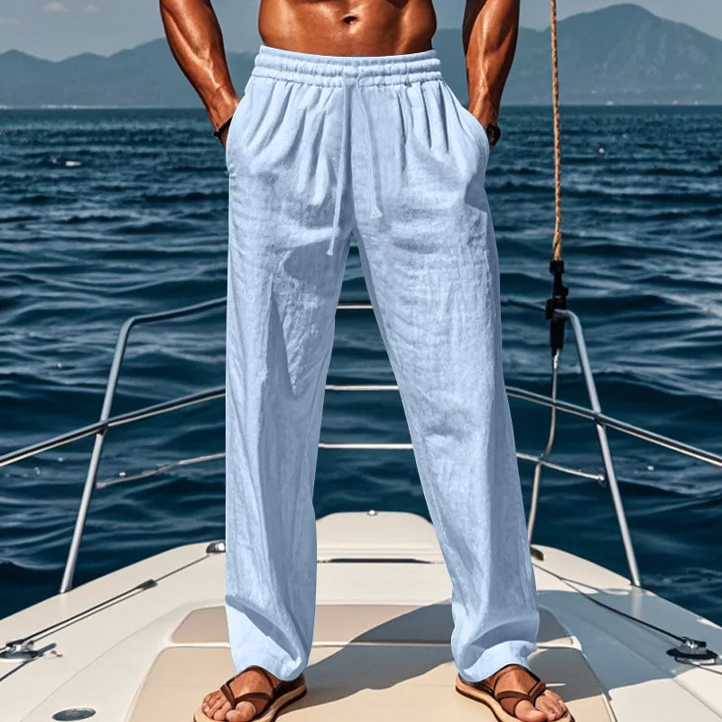 David – Elegante Leinenhose im Hawaii-Stil