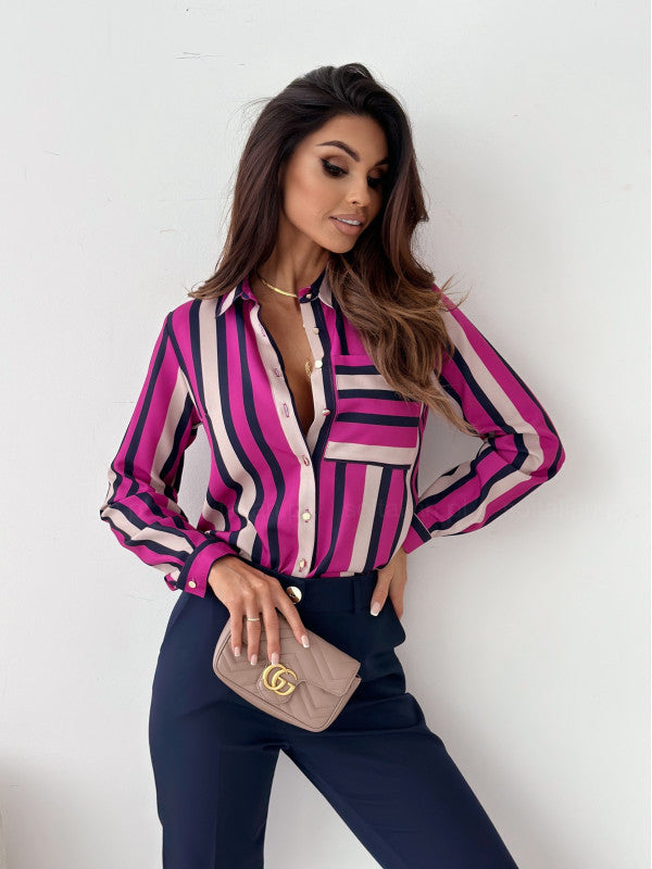 Monika | Aufgeräumte Damenbluse mit Satindruck