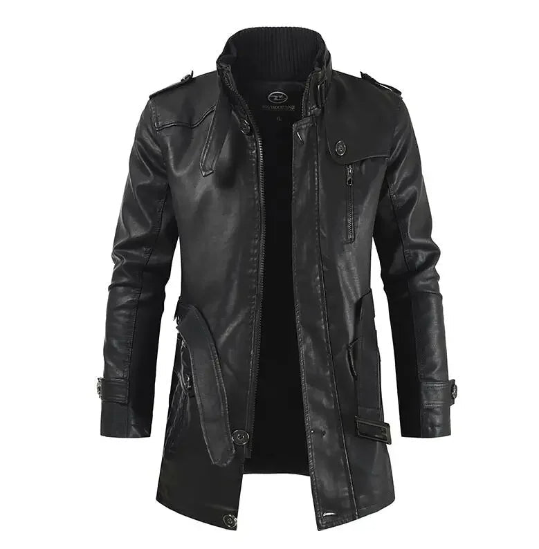 Matthias-Leon® | Elegante lange Motorradlederjacke