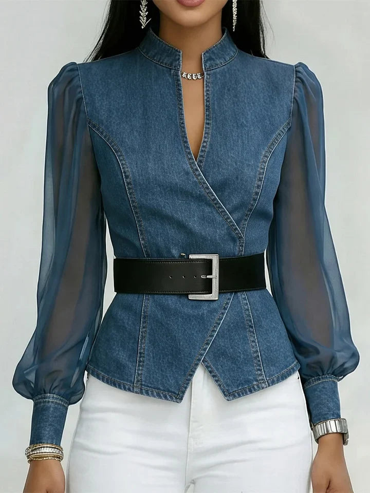 Olivera – Strukturierte Denim-Bluse