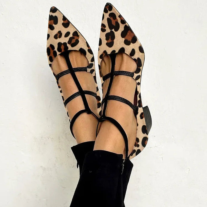 Bridget - Hochhackige Schuhe mit Leopard-Riemen
