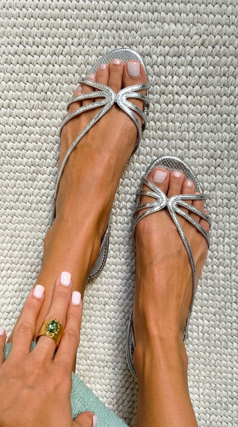 Sandalen mit Riemchen  in Metallic-Optik