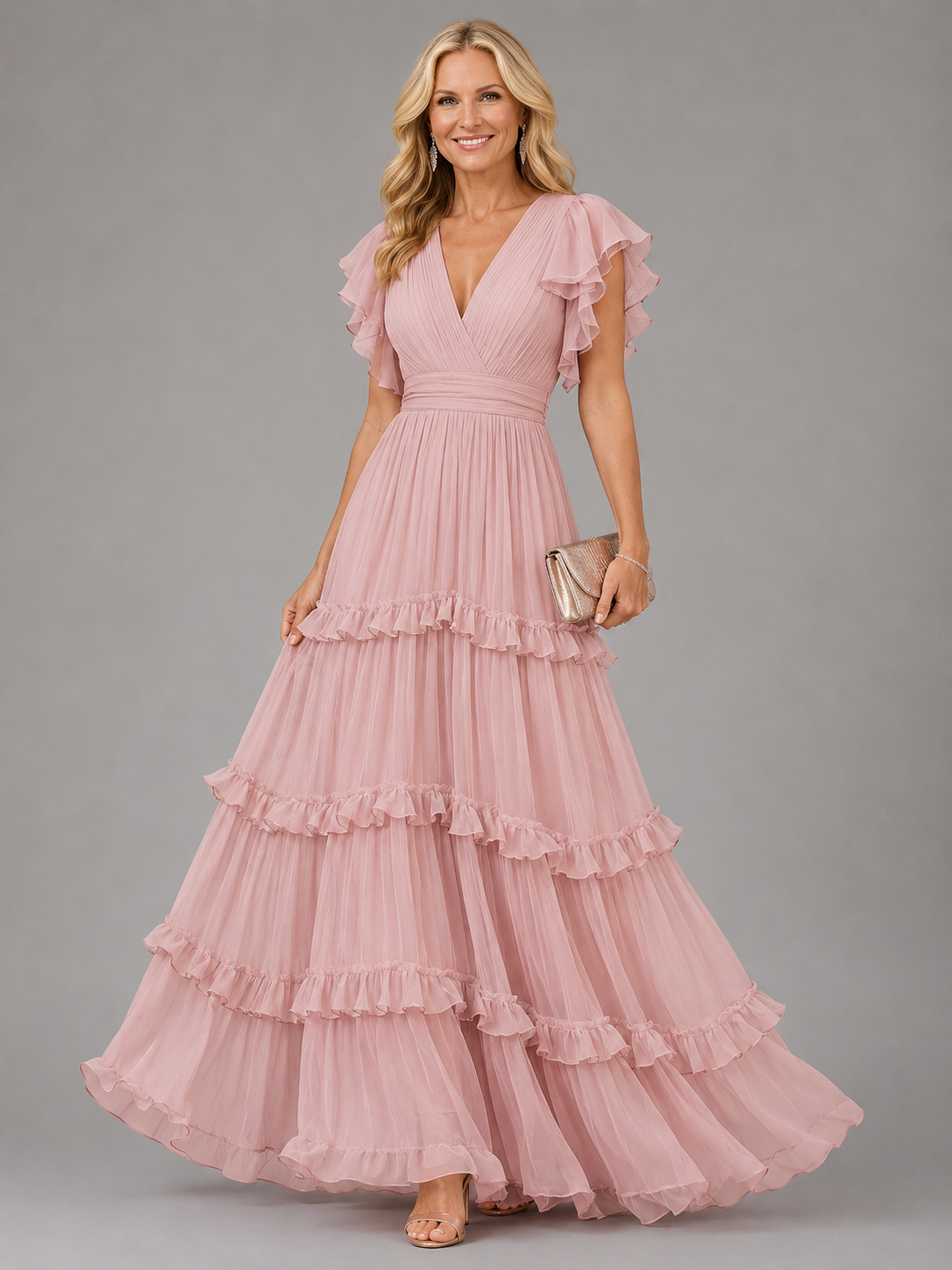 Zoe | Elegantes, hellrosa Maxikleid für die Hochzeit