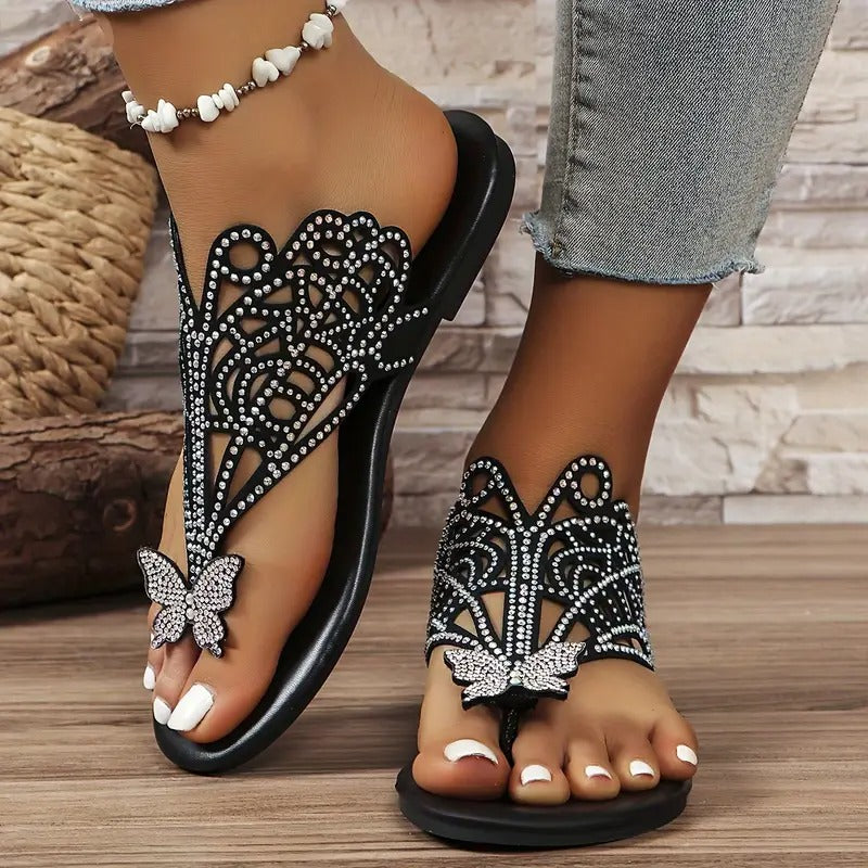 Rosalia - Elegante Ledersandalen mit Schmetterlingsverzierung