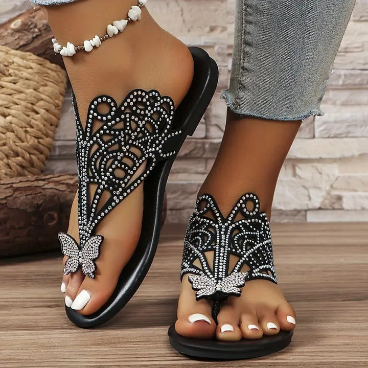 Rosalia - Elegante Ledersandalen mit Schmetterlingsverzierung