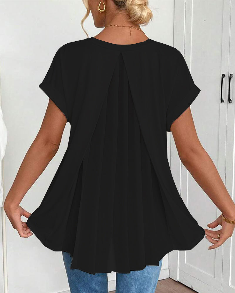 Kurzärmeliges T-Shirt mit einfarbigem Patchwork