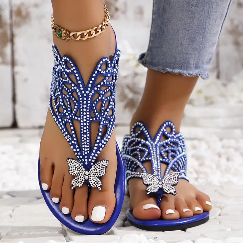 Rosalia - Elegante Ledersandalen mit Schmetterlingsverzierung