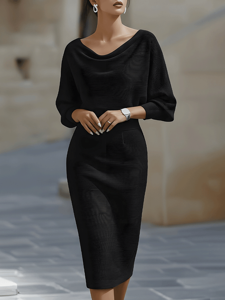 Drapiertes Midikleid mit Fledermausärmeln