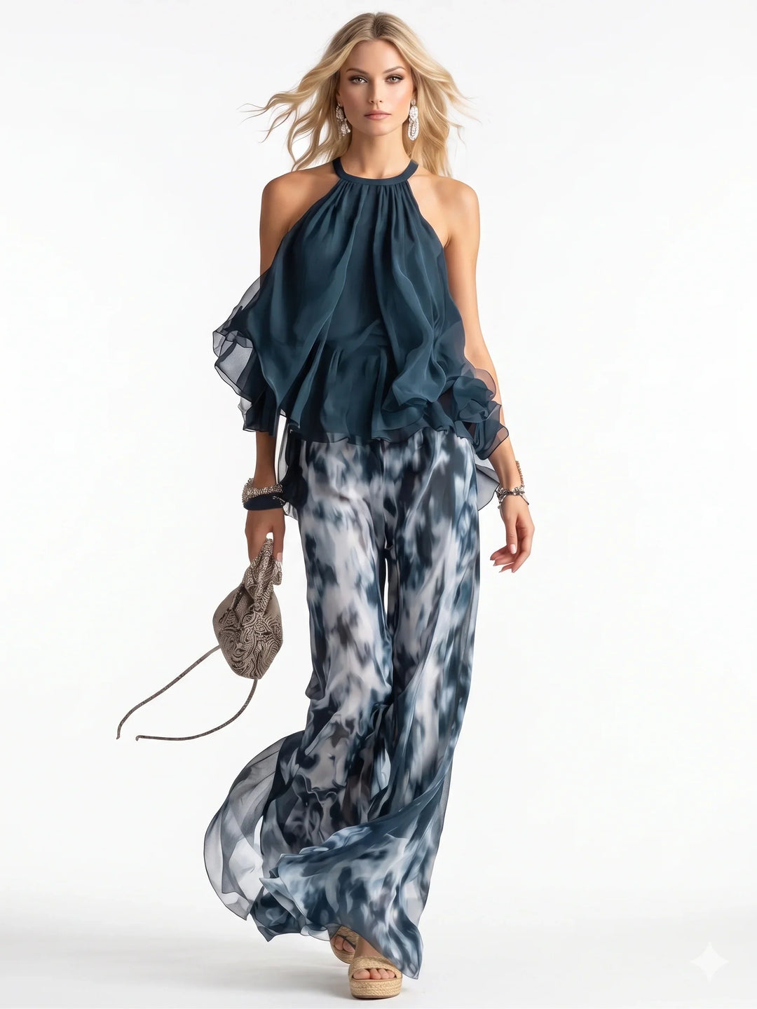 Eleganter zweiteiliger Chiffonanzug