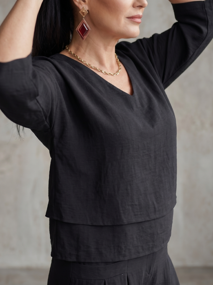 River | Set aus mehrlagigem Oberteil und Hose mit weitem Bein