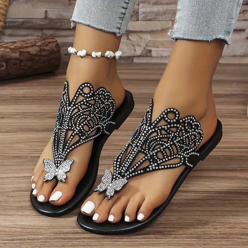 Rosalia - Elegante Ledersandalen mit Schmetterlingsverzierung