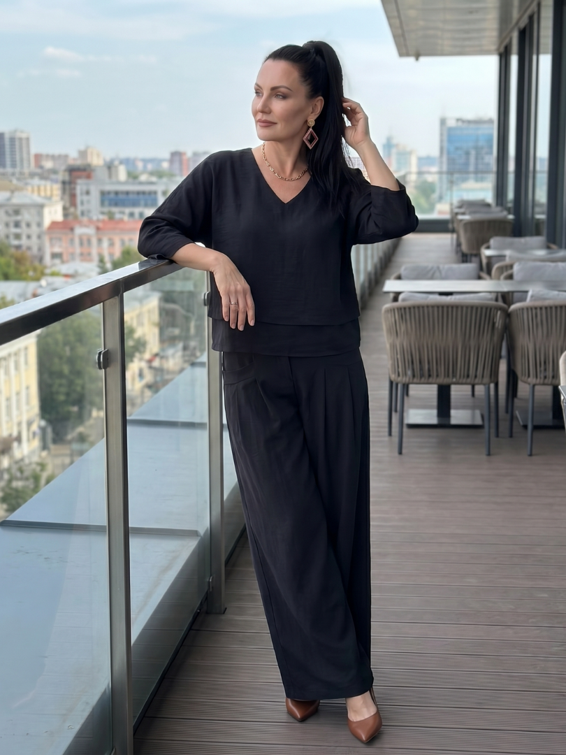 River | Set aus mehrlagigem Oberteil und Hose mit weitem Bein