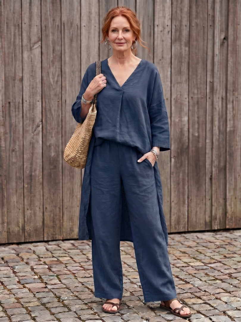 Onyx | Set aus locker sitzendem Tunika-Oberteil und Hose mit weitem Bein