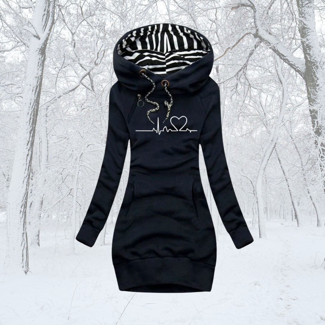 Cécile | Kleid-Pulli mit Herzschlag-Print