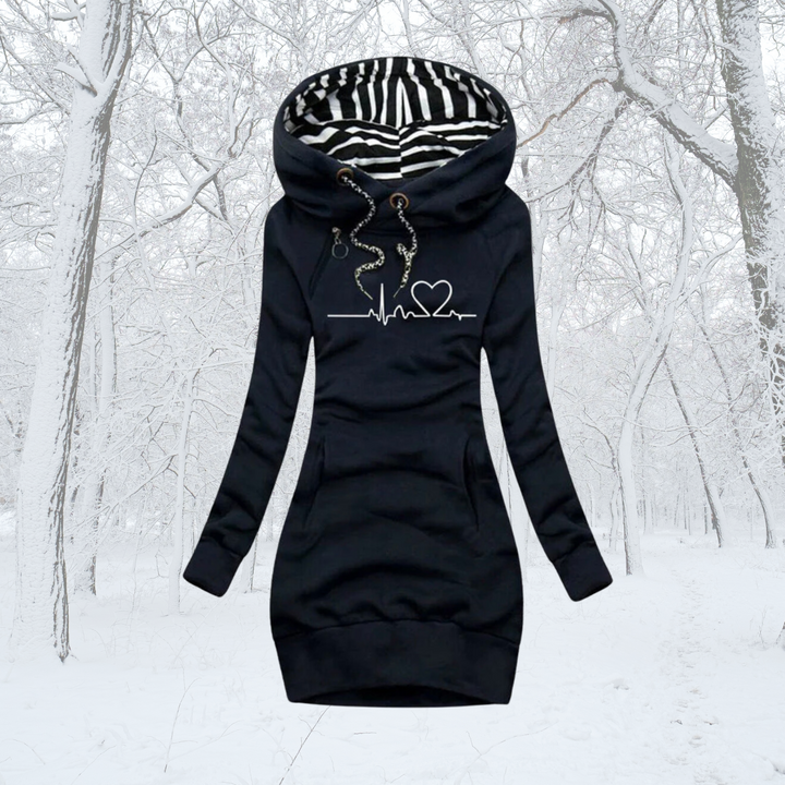 Cécile | Kleid-Pulli mit Herzschlag-Print