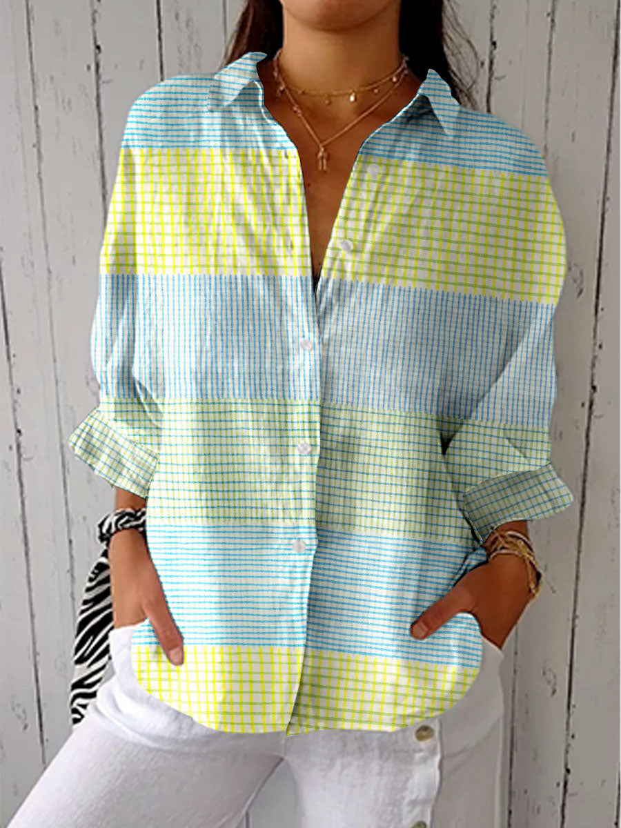 Sheila – Bluse mit pastellfarbenem Karomuster