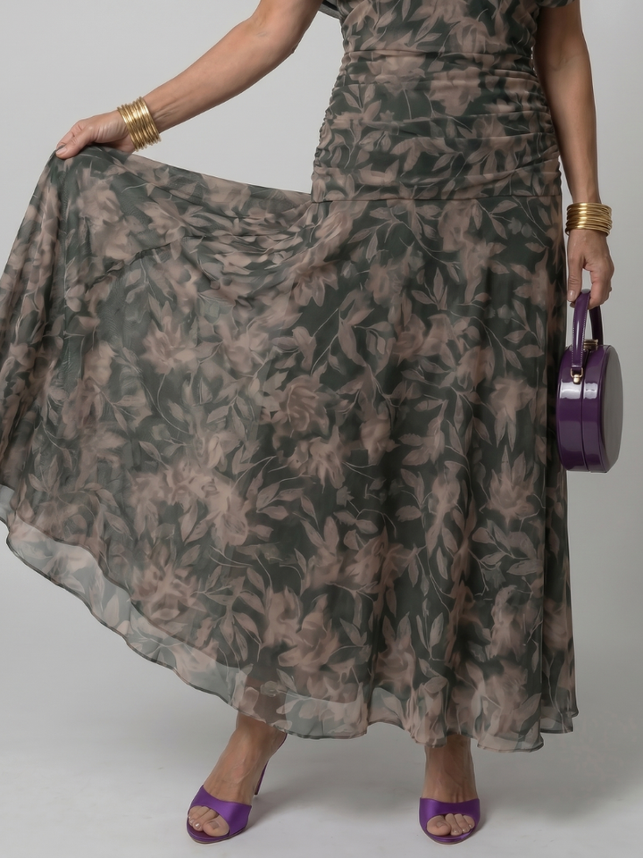 Calen | Schulterfreies fließendes Midikleid