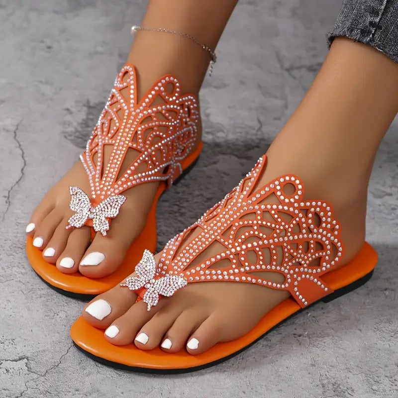 Rosalia - Elegante Ledersandalen mit Schmetterlingsverzierung