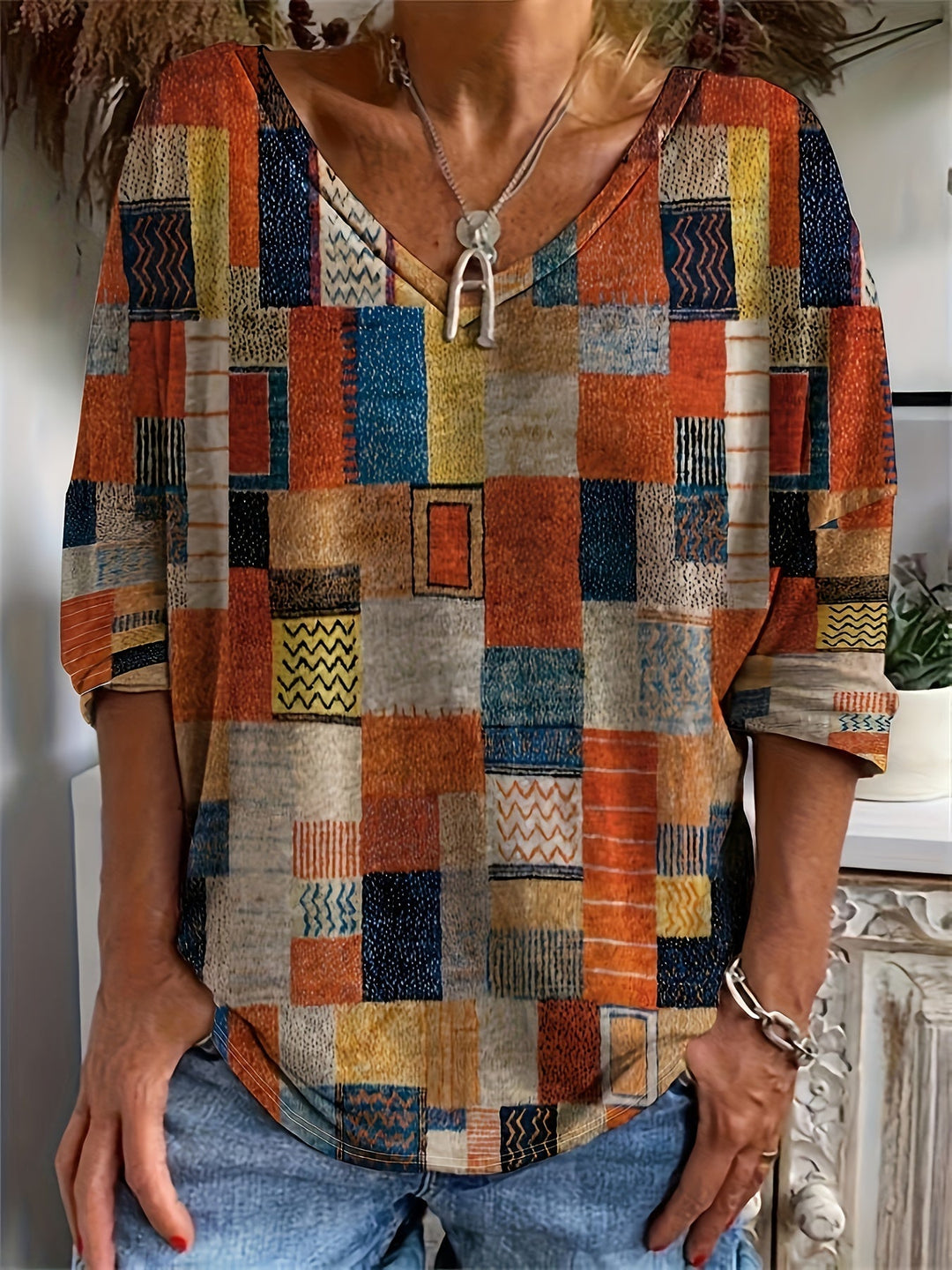 Damen Plus-Size Print Tops – Elegante Muster in L–XXXL