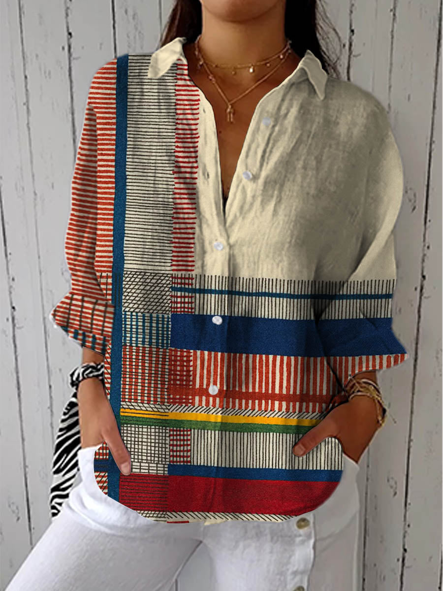 Catherine – Bluse aus gestreiftem Patchwork