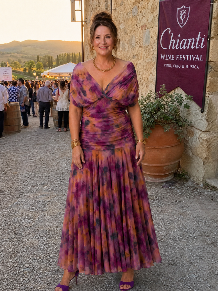 Calen | Schulterfreies fließendes Midikleid
