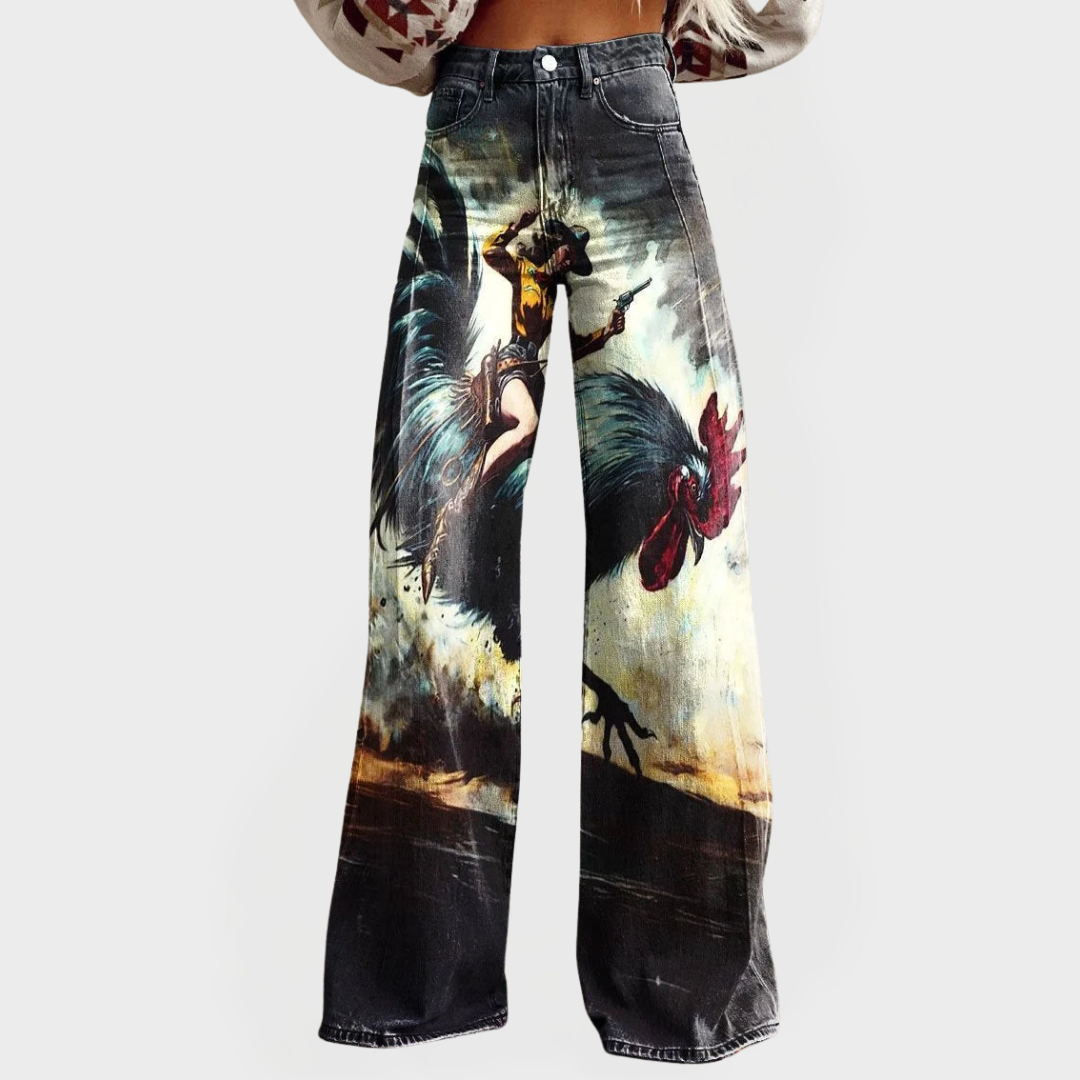 Bequeme Jeans mit grafischem Design
