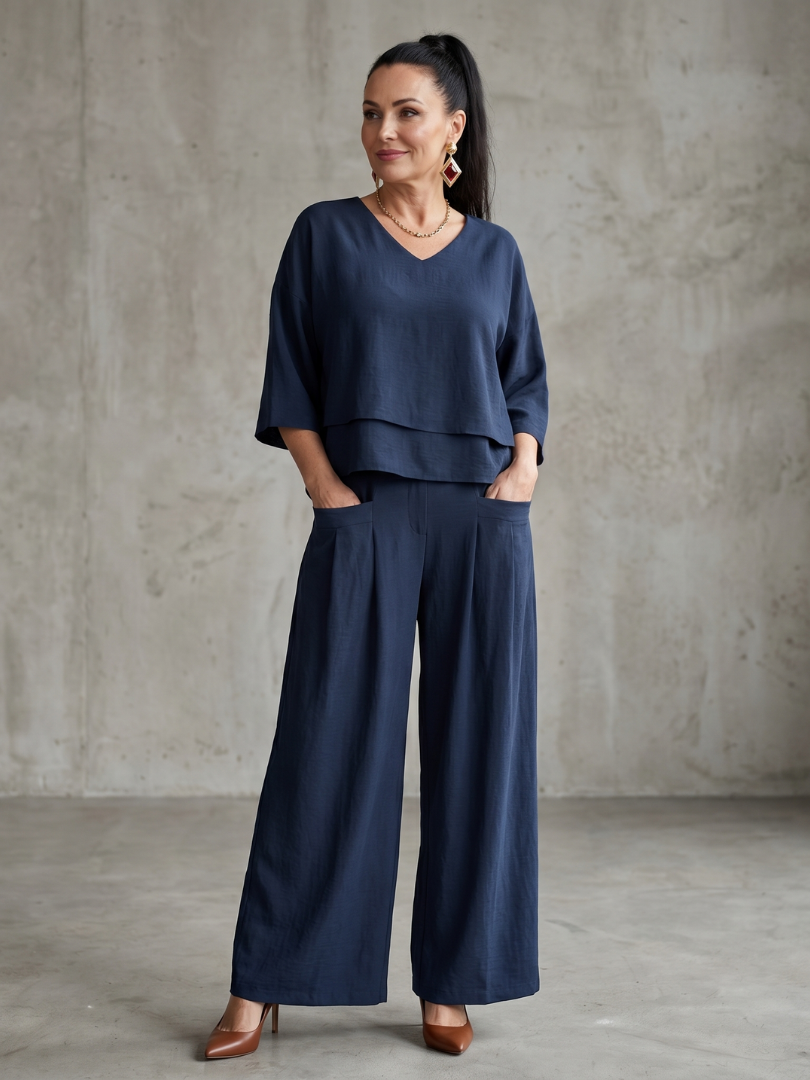 River | Set aus mehrlagigem Oberteil und Hose mit weitem Bein