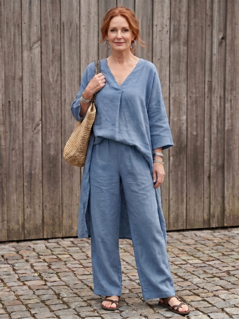 Onyx | Set aus locker sitzendem Tunika-Oberteil und Hose mit weitem Bein