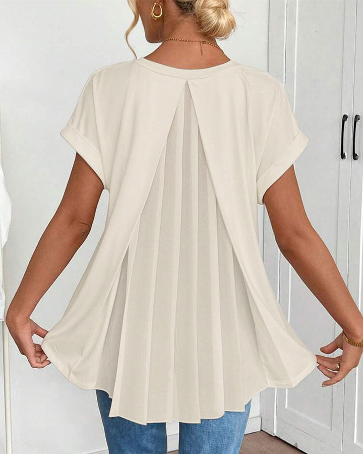 Kurzärmeliges T-Shirt mit einfarbigem Patchwork