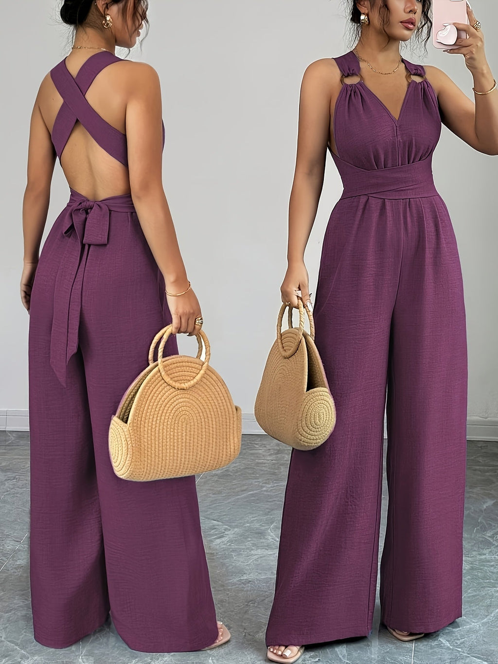 Emily | Eleganter Jumpsuit aus Leinen und Baumwolle