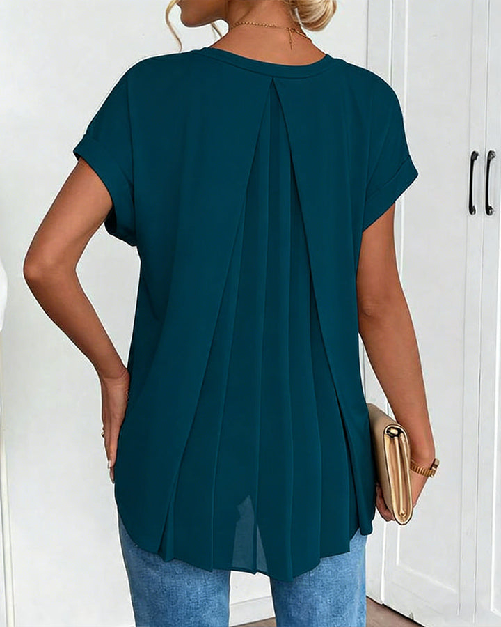 Kurzärmeliges T-Shirt mit einfarbigem Patchwork