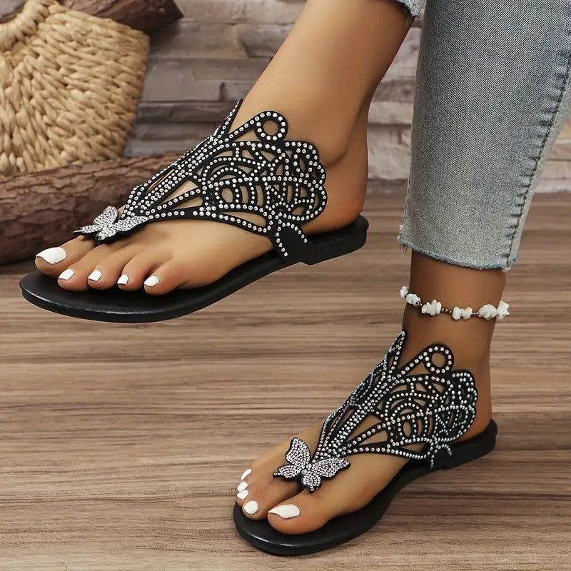 Rosalia - Elegante Ledersandalen mit Schmetterlingsverzierung