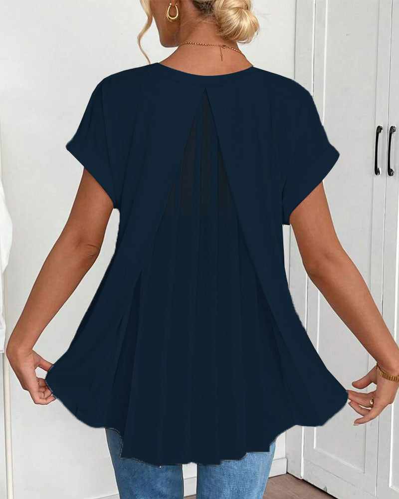 Kurzärmeliges T-Shirt mit einfarbigem Patchwork