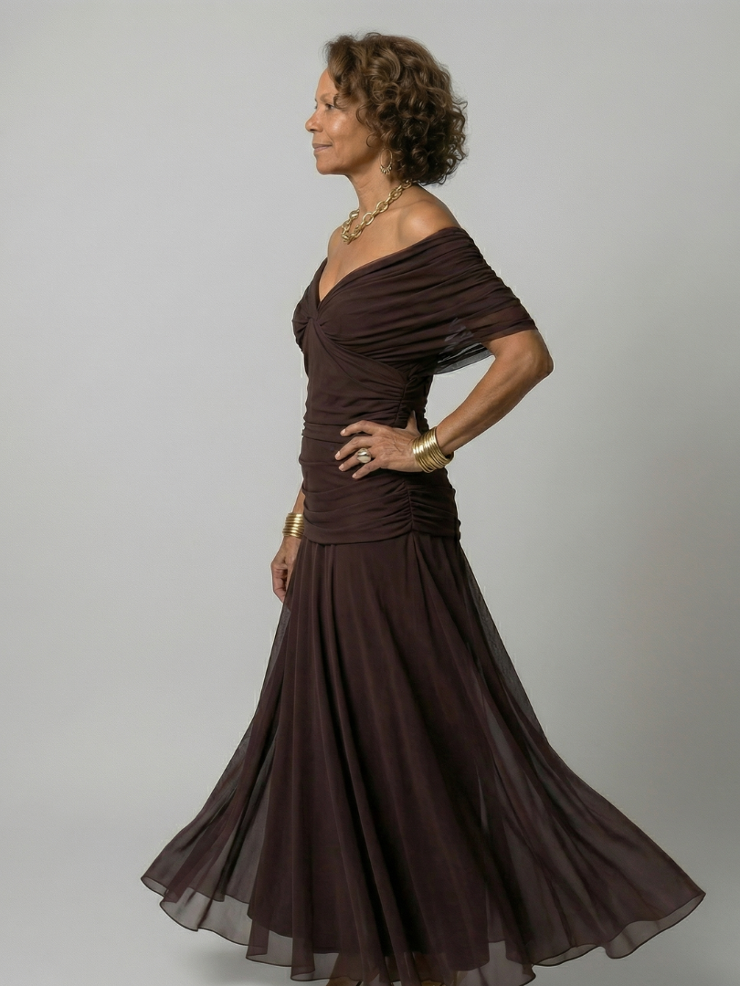 Calen | Off-Shoulder-Midi-Kleider mit fließendem Schnitt