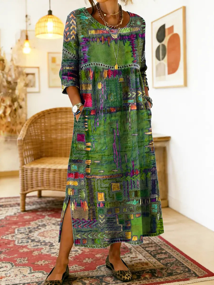 Manuela-Kleid mit Ethno-Patchwork-Muster