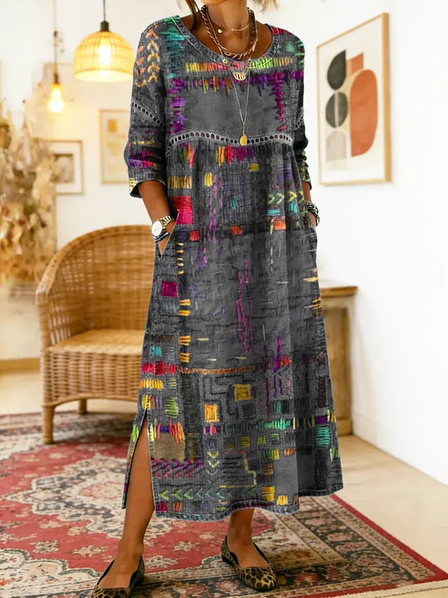 Manuela-Kleid mit Ethno-Patchwork-Muster