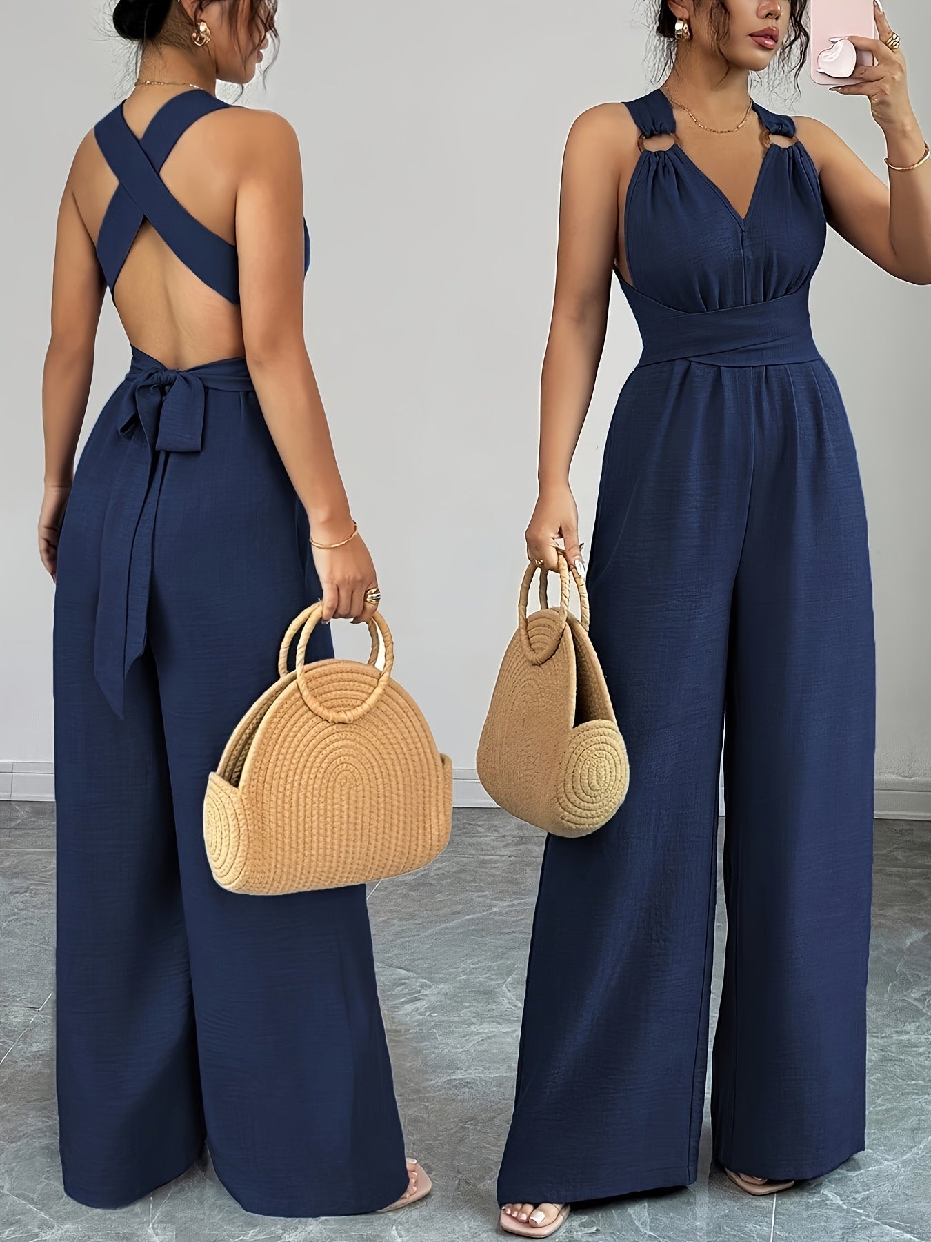 Emily | Eleganter Jumpsuit aus Leinen und Baumwolle