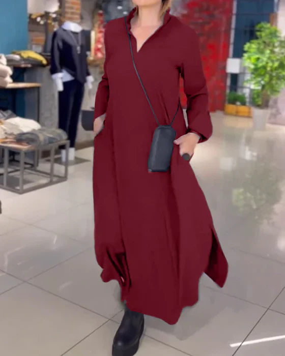 Amara™ | Langes, lockeres Kleid mit seitlichen Schlitzen