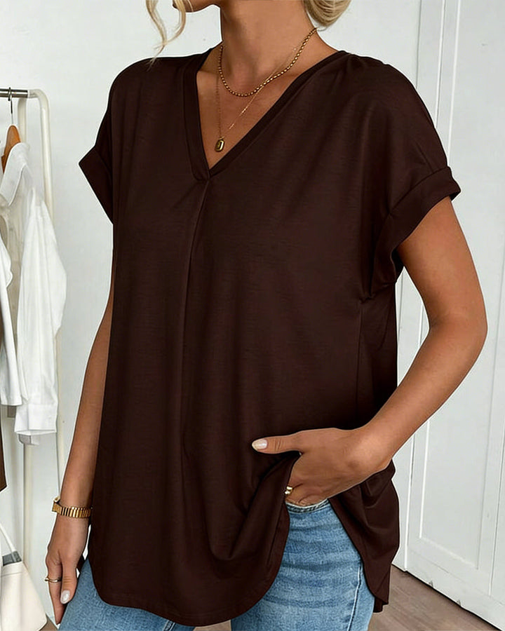 Kurzärmeliges T-Shirt mit einfarbigem Patchwork