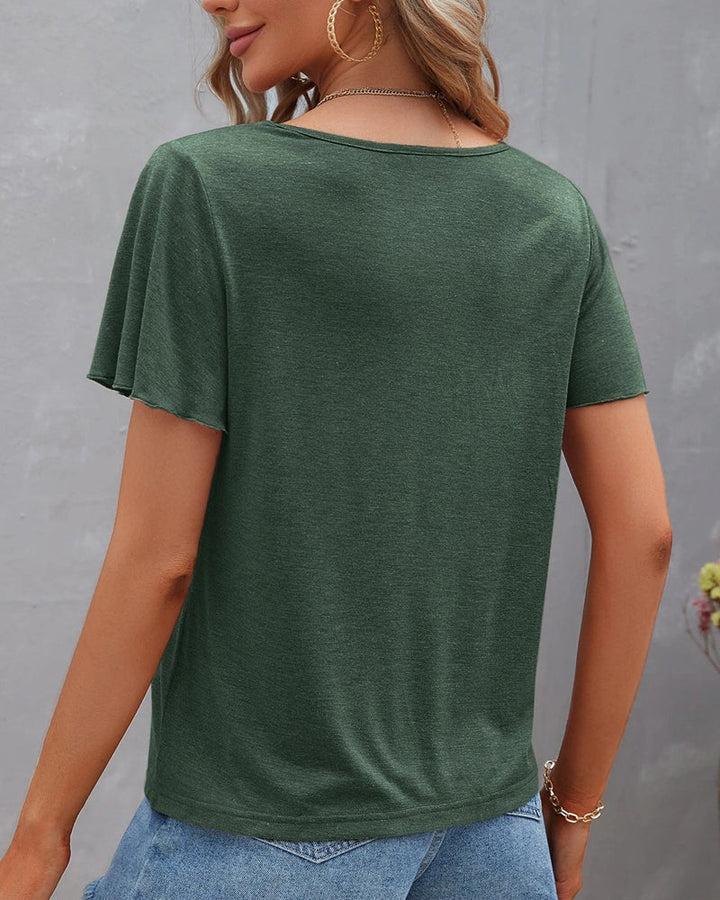 Einfarbiges T-Shirt mit Ausschnitt