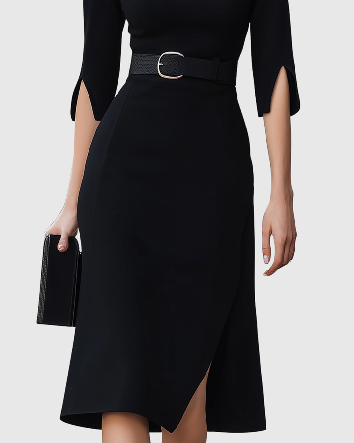 Blythewyn | Klassisch Schwarzes Midikleid