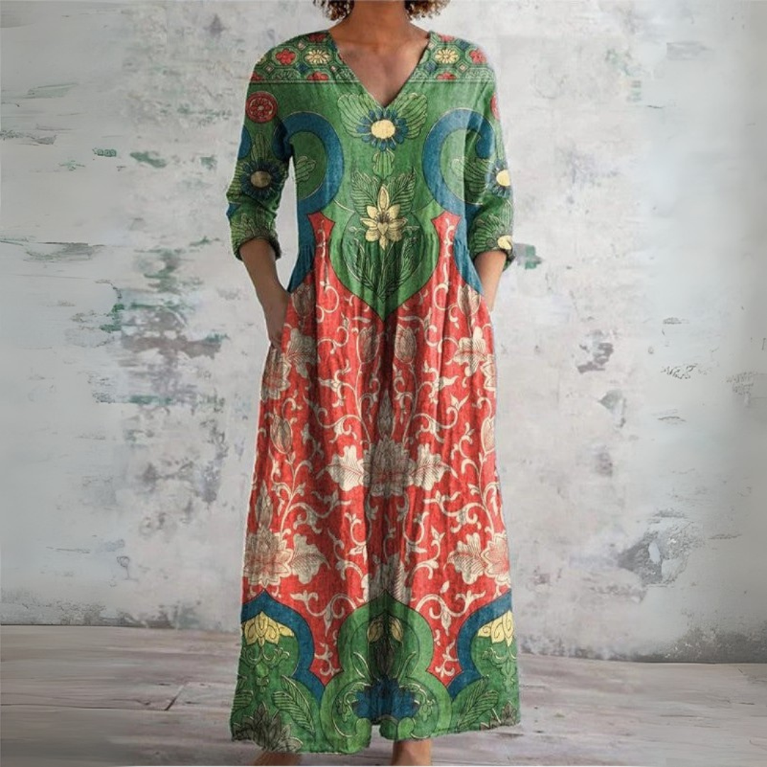 Sophia | Maxikleid im Vintage-Blumenmuster