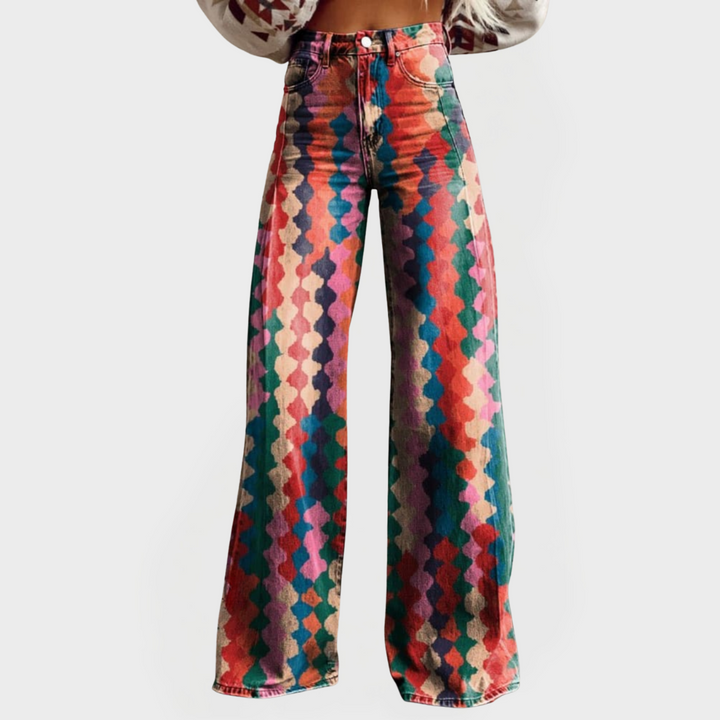 Bunte Jeans mit weiten Beinen für moderne Looks