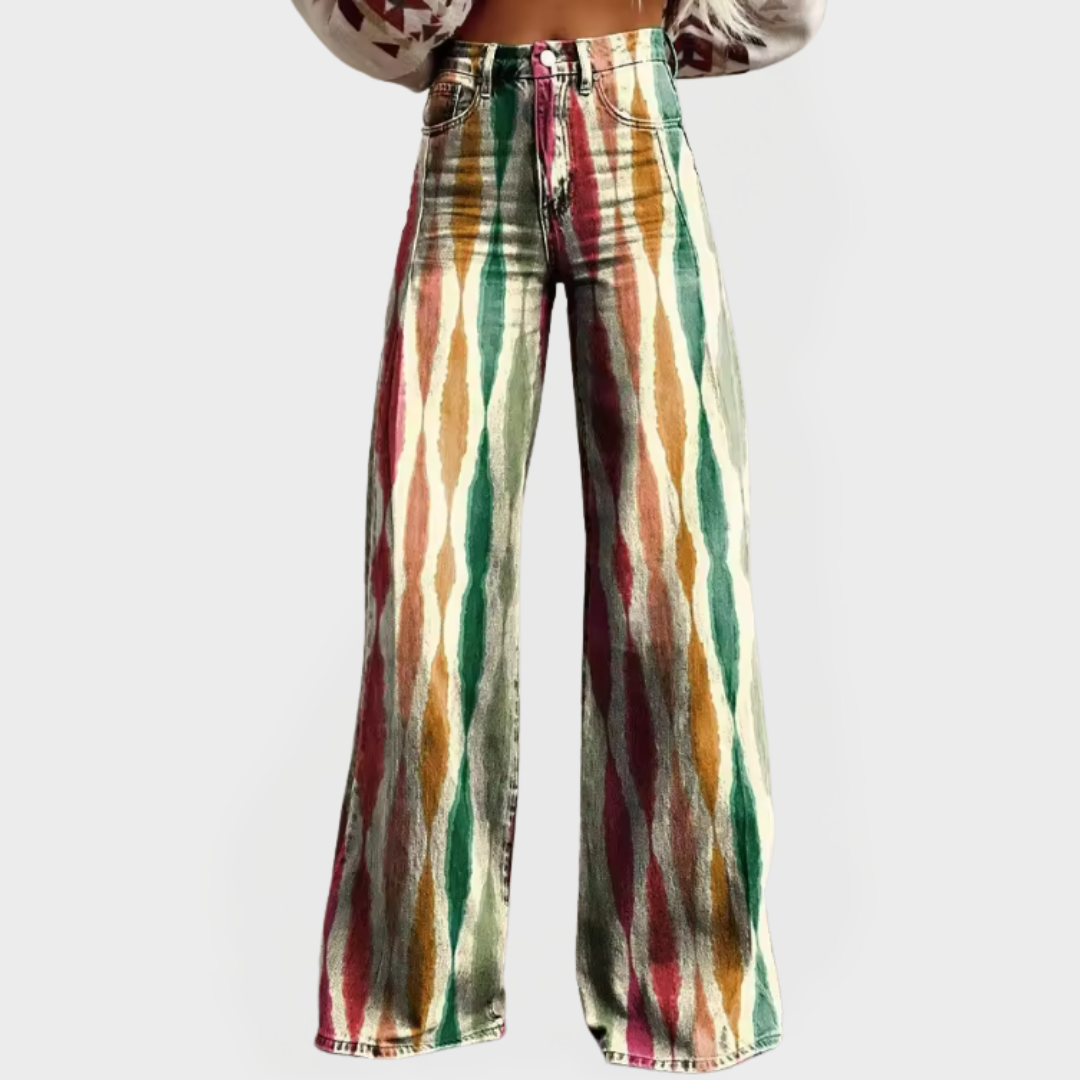 Stylische Hose mit weiten Beinen und Mustern
