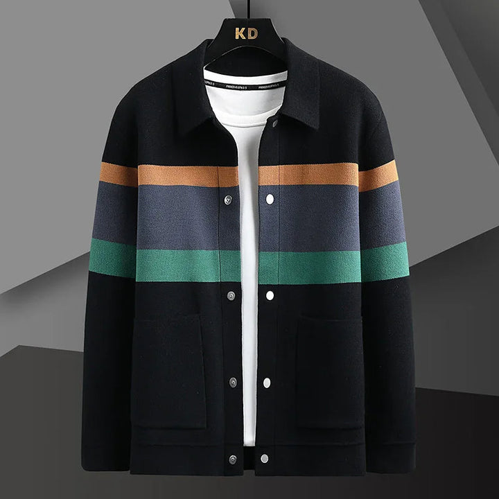 Gestreifte Varsity Strickjacke